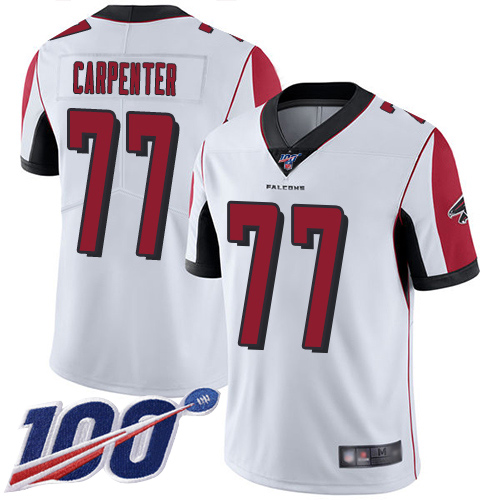 Atlanta Falcons Limited White Men James Carpenter Road Jersey NFL Football #77 100th Season Vapor Untouchable